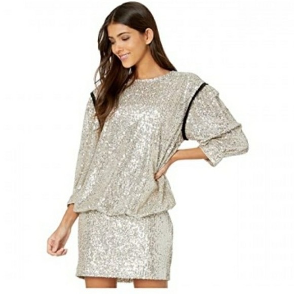 7 for All Mankind silver/goldish sequined dress - Picture 1 of 12